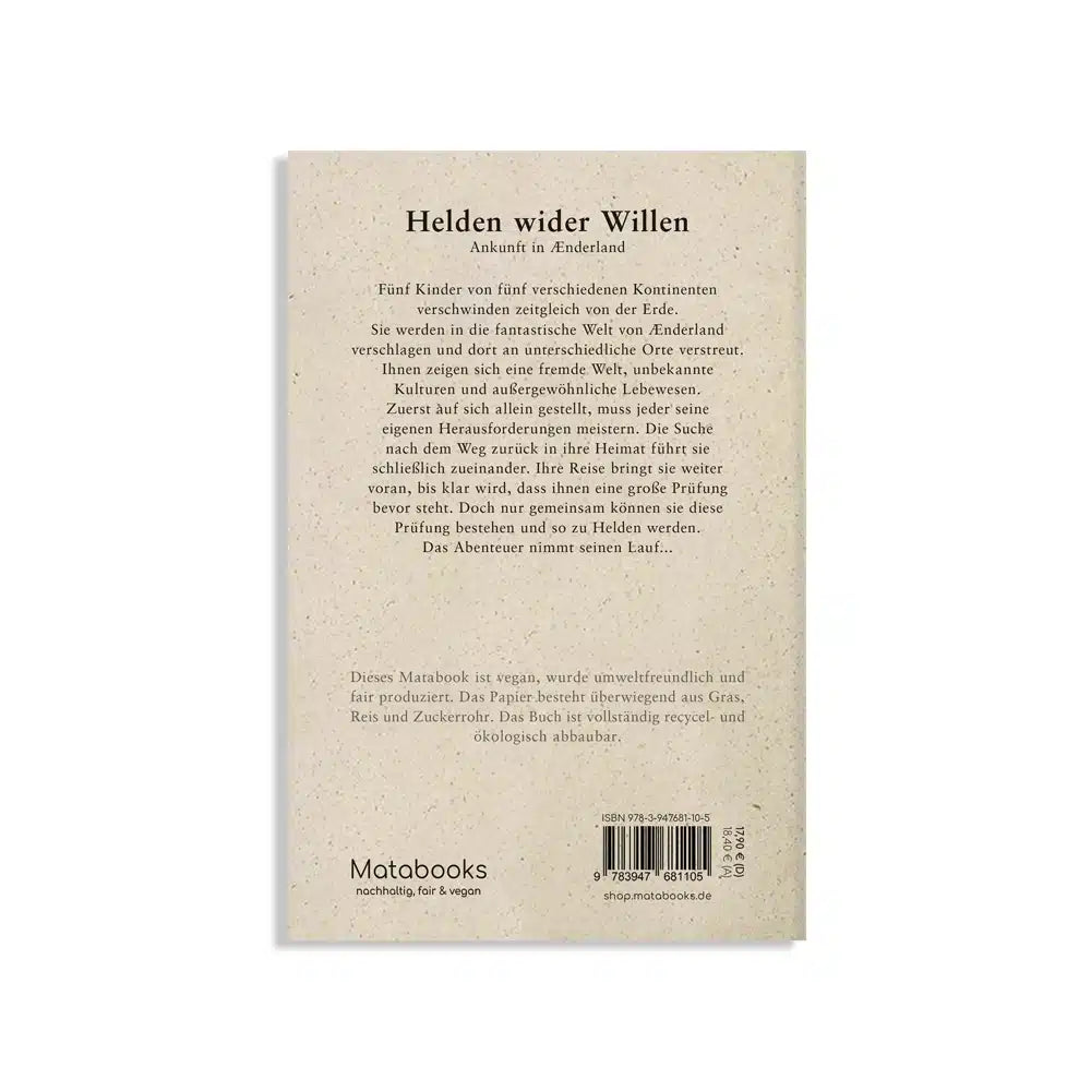 Vegan produzierter Roman, Jugendroman, Lesebuch, Geschenk für Buchliebhaber, Literatur zum Entspannen, Buch für Zuhause, Urlaub, Reise, Freizeit aus Graspapier von matabooks