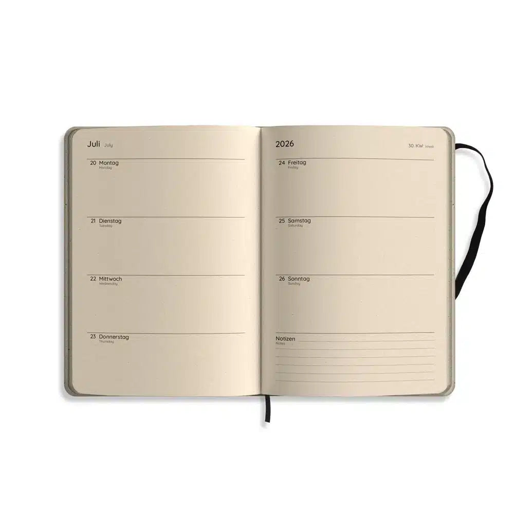 Vegan produzierter Jahresplaner, Jahreskalender, Kalender, Familienkalender, Notizbuch, Tagebuch, Terminplaner, Achtsamkeitstagebuch, Bullet Journal, Reisetagebuch, Dankbarkeitstagebuch, Hausaufgabenheft, Uni-Planer, Taschenkalender, Buchkalender, Business-Planer, Wochenplaner A5 aus Graspapier und Süßgraspapier von matabooks