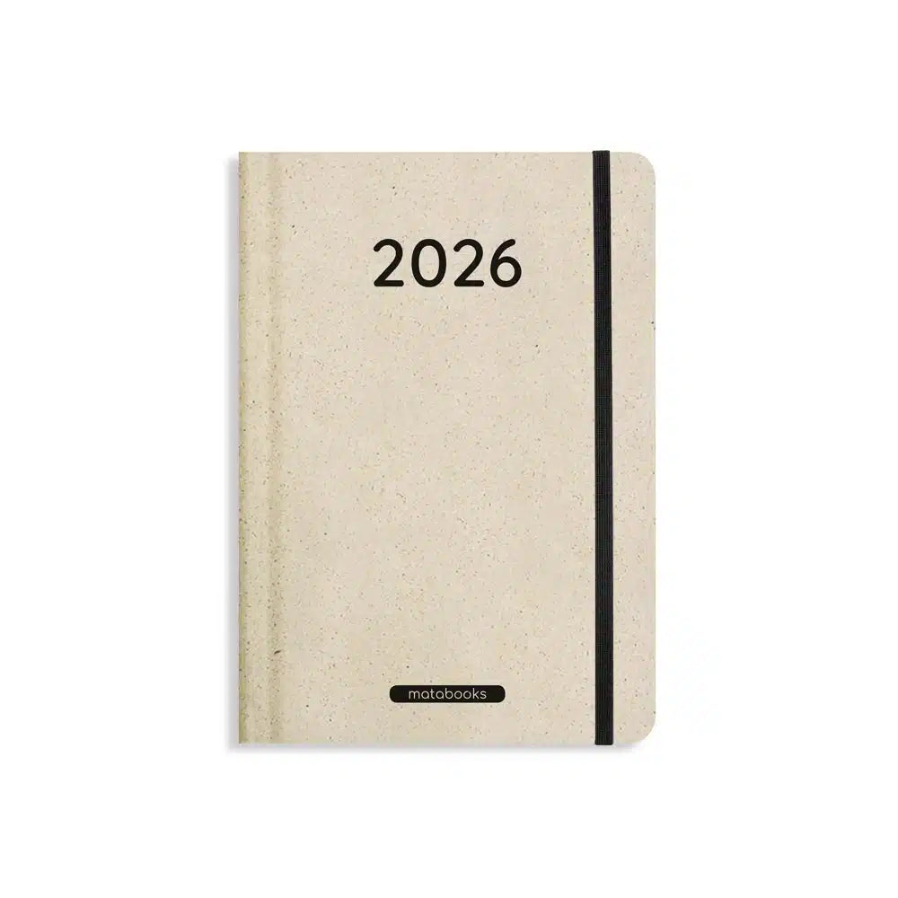 Vegan produzierter Jahresplaner, Jahreskalender, Kalender, Familienkalender, Notizbuch, Tagebuch, Terminplaner, Achtsamkeitstagebuch, Bullet Journal, Reisetagebuch, Dankbarkeitstagebuch, Hausaufgabenheft, Uni-Planer, Taschenkalender, Buchkalender, Business-Planer, Wochenplaner A5 aus Graspapier und Süßgraspapier von matabooks