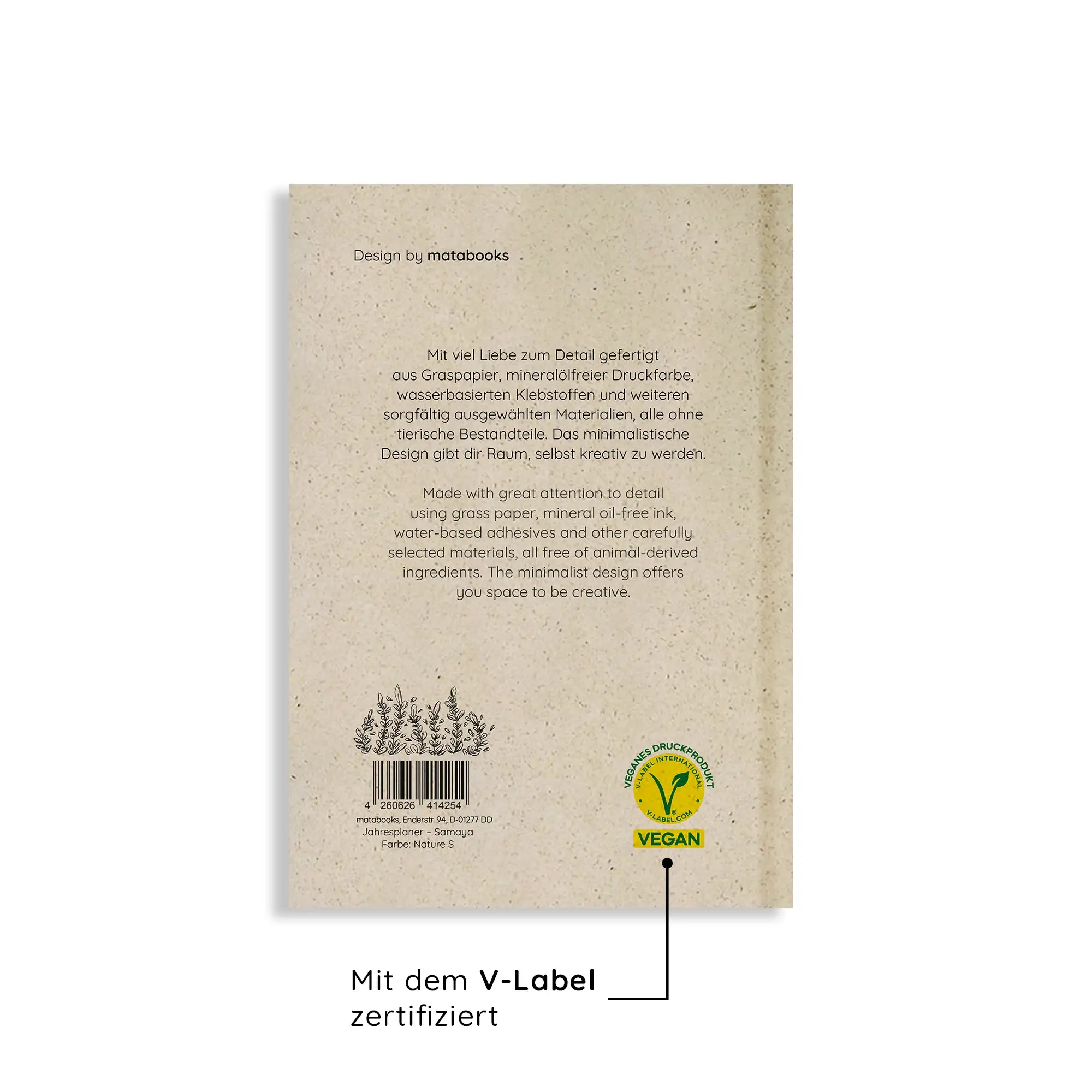 Vegan produzierter Jahresplaner, Jahreskalender, Kalender, Familienkalender, Notizbuch, Tagebuch, Terminplaner, Achtsamkeitstagebuch, Bullet Journal, Reisetagebuch, Dankbarkeitstagebuch, Hausaufgabenheft, Uni-Planer, Taschenkalender, Buchkalender, Business-Planer, Wochenplaner A6 aus Graspapier von matabooks