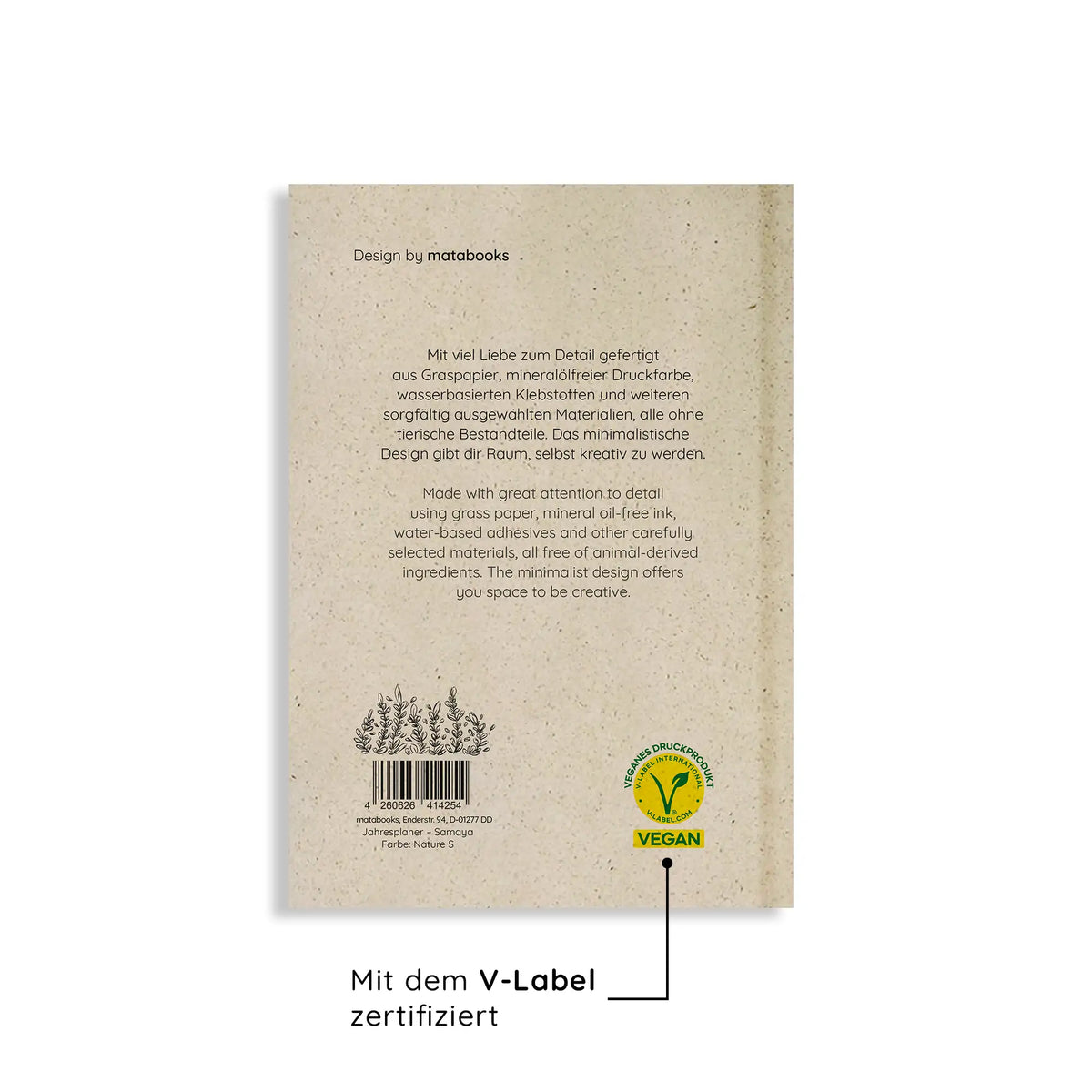 Vegan produzierter Jahresplaner, Jahreskalender, Kalender, Familienkalender, Notizbuch, Tagebuch, Terminplaner, Achtsamkeitstagebuch, Bullet Journal, Reisetagebuch, Dankbarkeitstagebuch, Hausaufgabenheft, Uni-Planer, Taschenkalender, Buchkalender, Business-Planer, Wochenplaner A6 aus Graspapier von matabooks