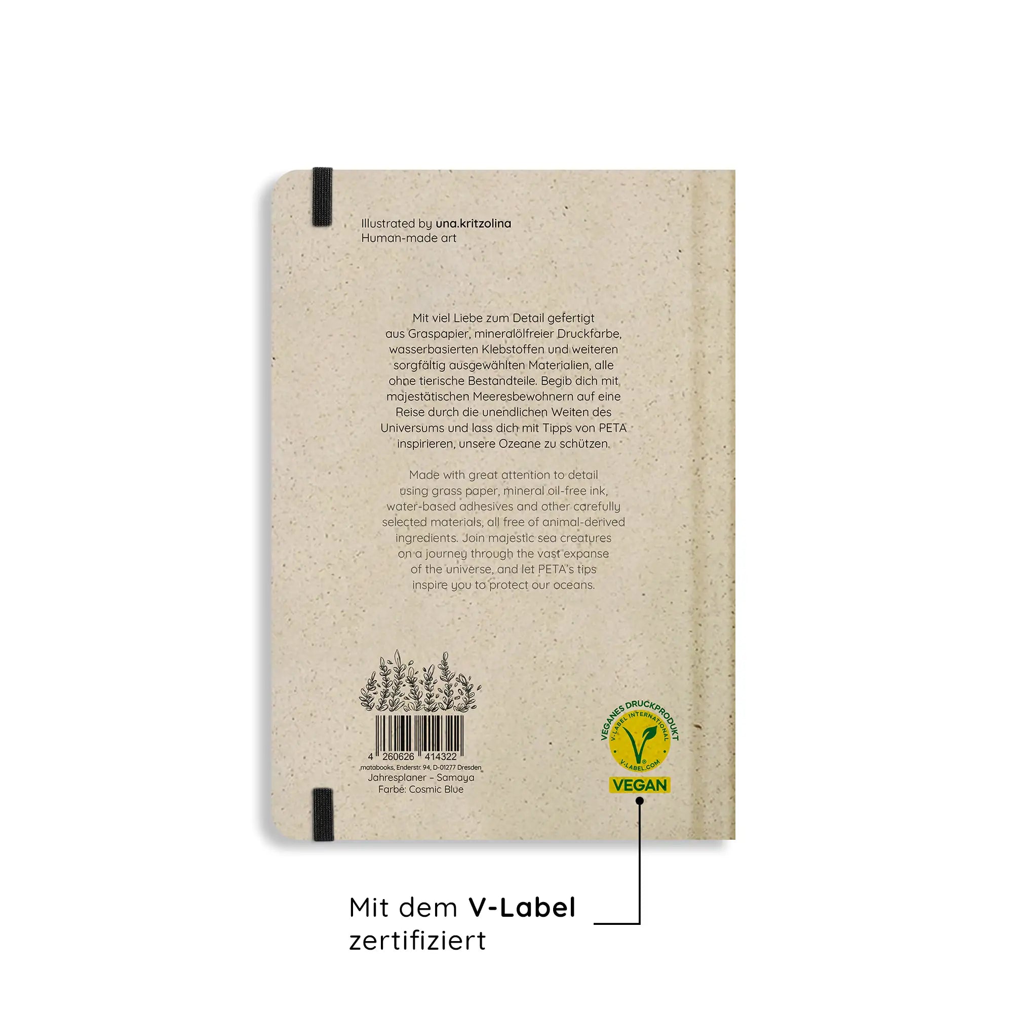 Vegan produzierter Jahresplaner, Jahreskalender, Kalender, Familienkalender, Notizbuch, Tagebuch, Terminplaner, Achtsamkeitstagebuch, Bullet Journal, Reisetagebuch, Dankbarkeitstagebuch, Hausaufgabenheft, Uni-Planer, Taschenkalender, Buchkalender, Business-Planer, Wochenplaner A5 aus Graspapier von matabooks