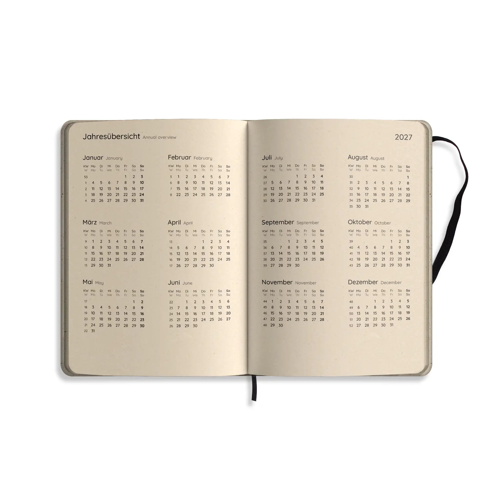 Vegan produzierter Jahresplaner, Jahreskalender, Kalender, Familienkalender, Notizbuch, Tagebuch, Terminplaner, Achtsamkeitstagebuch, Bullet Journal, Reisetagebuch, Dankbarkeitstagebuch, Hausaufgabenheft, Uni-Planer, Taschenkalender, Buchkalender, Business-Planer, Wochenplaner A5 aus Graspapier und Süßgraspapier von matabooks