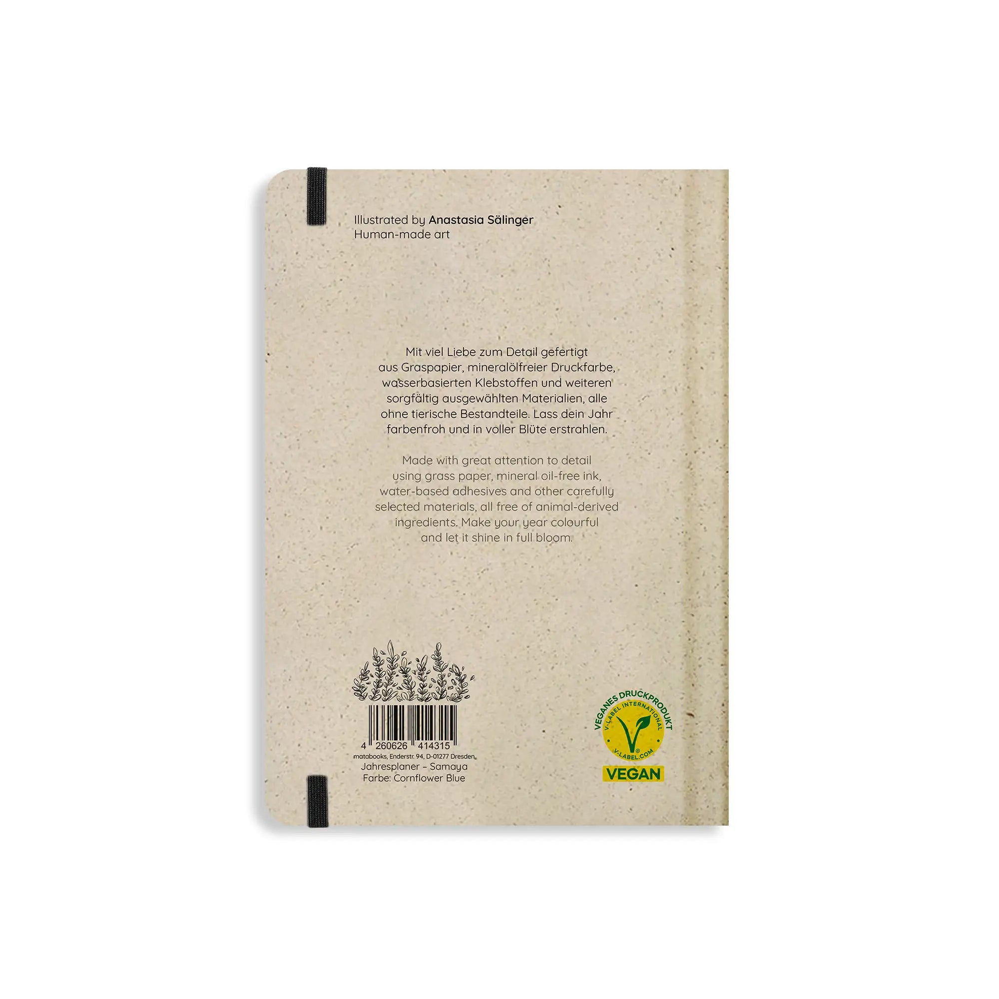 Vegan produzierter Jahresplaner, Jahreskalender, Kalender, Familienkalender, Notizbuch, Tagebuch, Terminplaner, Achtsamkeitstagebuch, Bullet Journal, Reisetagebuch, Dankbarkeitstagebuch, Hausaufgabenheft, Uni-Planer, Taschenkalender, Buchkalender, Business-Planer, Wochenplaner A5 aus Graspapier von matabooks