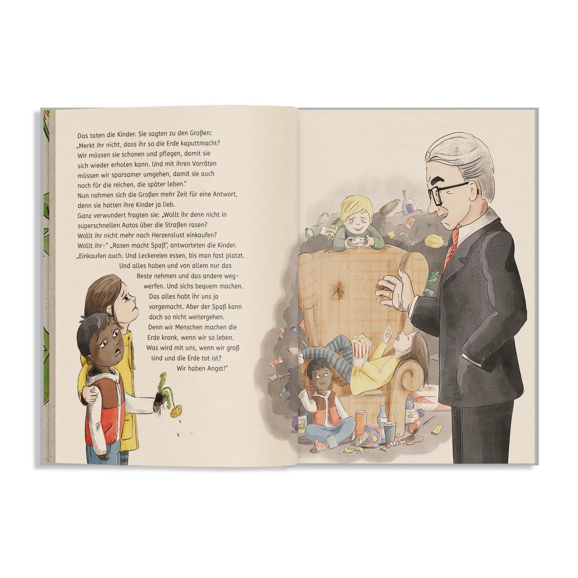 Vegan produziertes Kinderbuch, Vorlesebuch, Bilderbuch, Geschenk für Kinder, Buch zum gemeinsamen Lesen, für Zuhause, Kita, Kindergarten, Grundschule aus Graspapier und Süßgraspapier Format 215 x 265 x 10 mm von matabooks
