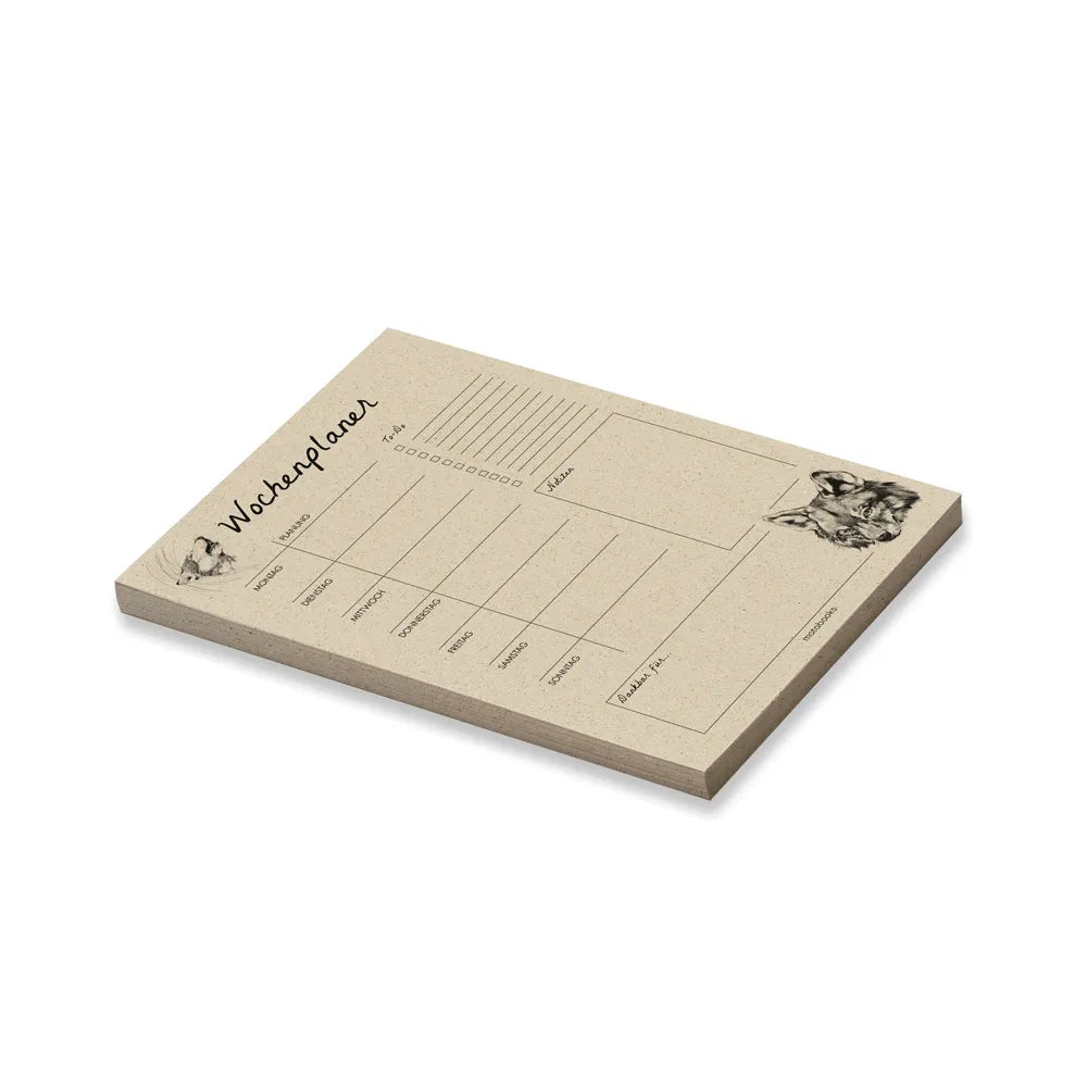 Vegan produzierter Wochenplaner, Wochenübersicht, Schreibtischplaner, Familienplaner, Terminplaner, To-do-Liste, Arbeitsplaner, Uni-Planer, Wochenkalender, Schreibblock A4 aus Graspapier von matabooks