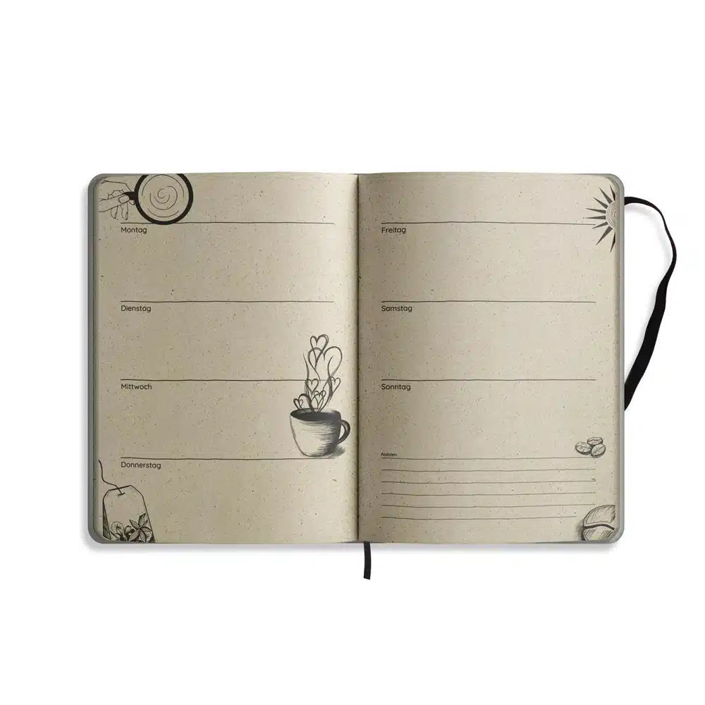 Vegan produzierter Jahresplaner, Jahreskalender, Kalender, Familienkalender, Notizbuch, Tagebuch, Terminplaner, Achtsamkeitstagebuch, Bullet Journal, Reisetagebuch, Dankbarkeitstagebuch, Hausaufgabenheft, Uni-Planer, Taschenkalender, Buchkalender, Business-Planer, Wochenplaner A5 aus Graspapier von matabooks