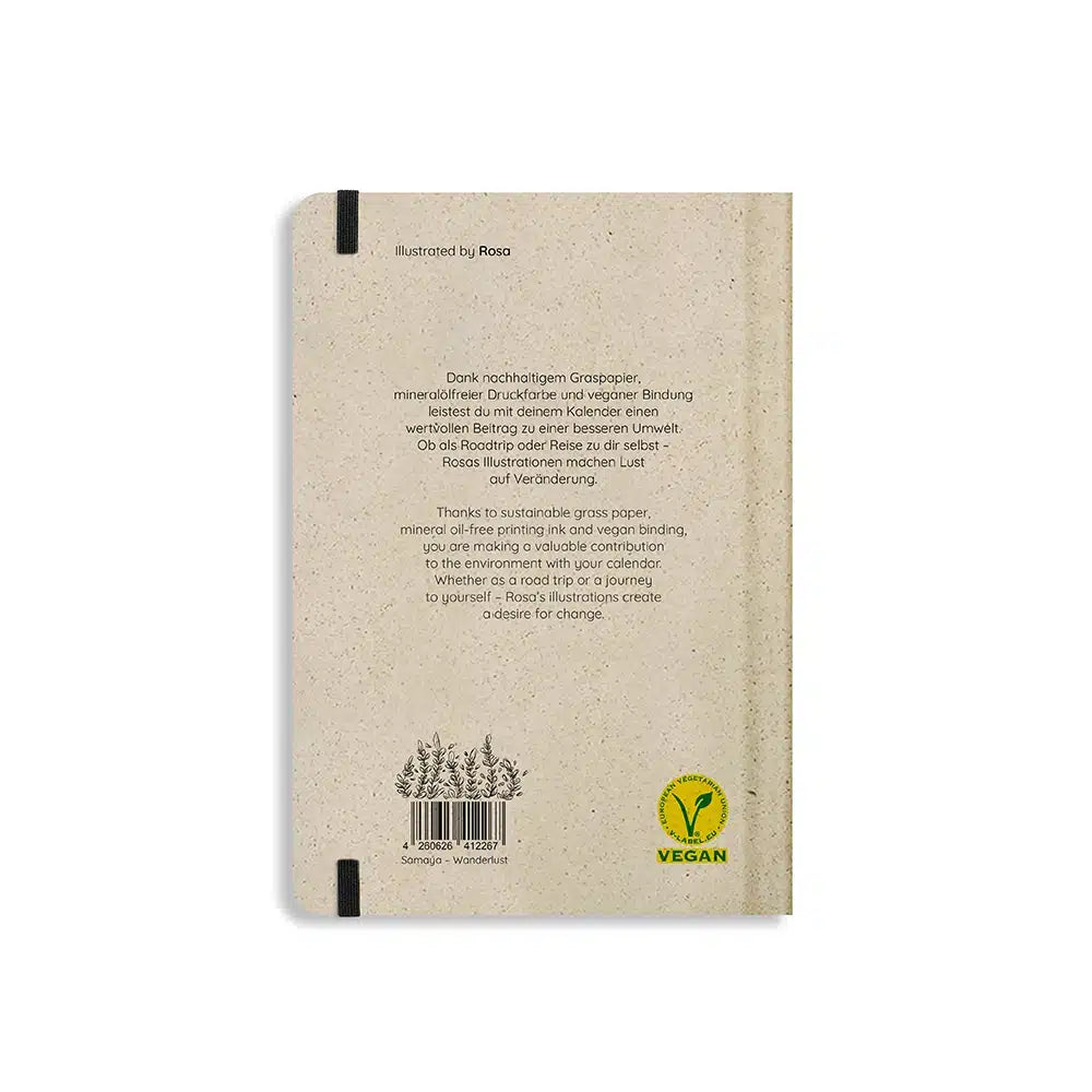 Vegan produzierter Jahresplaner, Jahreskalender, Kalender, Familienkalender, Notizbuch, Tagebuch, Terminplaner, Achtsamkeitstagebuch, Bullet Journal, Reisetagebuch, Dankbarkeitstagebuch, Hausaufgabenheft, Uni-Planer, Taschenkalender, Buchkalender, Business-Planer, Wochenplaner A5 aus Graspapier von matabooks