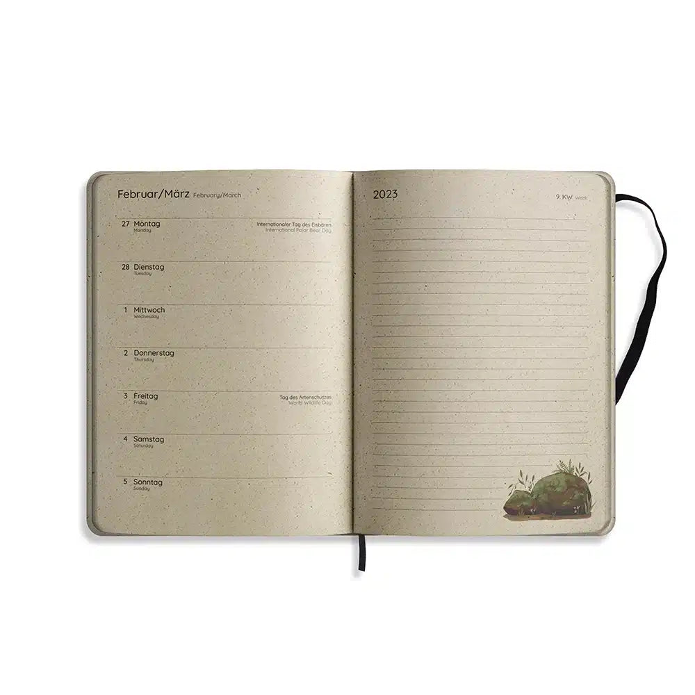 Vegan produzierter Jahresplaner, Jahreskalender, Kalender, Familienkalender, Notizbuch, Tagebuch, Terminplaner, Achtsamkeitstagebuch, Bullet Journal, Reisetagebuch, Dankbarkeitstagebuch, Hausaufgabenheft, Uni-Planer, Taschenkalender, Buchkalender, Business-Planer, Wochenplaner A5 aus Graspapier von matabooks