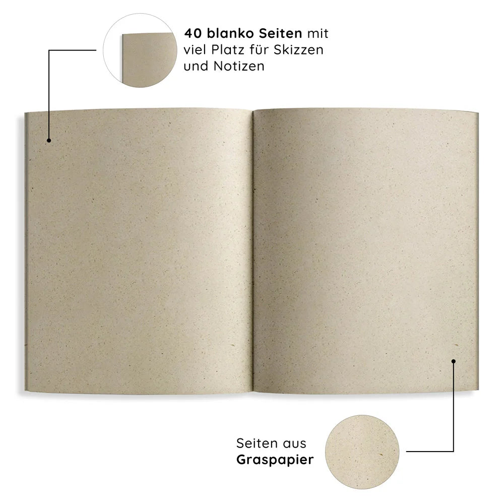 Notizheft A5 blanko aus Graspapier – Tara – Farbe: Orange
