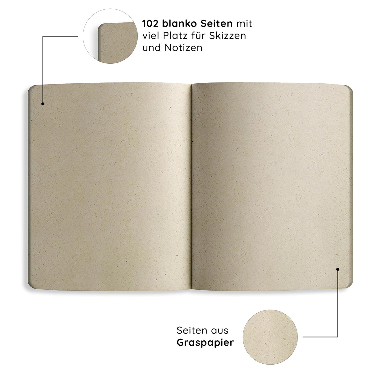 Vegan produziertes Samenbuch, Notizbuch, Skizzenbuch, Tagebuch, Achtsamkeitstagebuch, Reisetagebuch, Dankbarkeitstagebuch, Bullet Journal, Rezeptbuch, Schreibheft oder Schreibblock A6 aus Graspapier von matabooks
