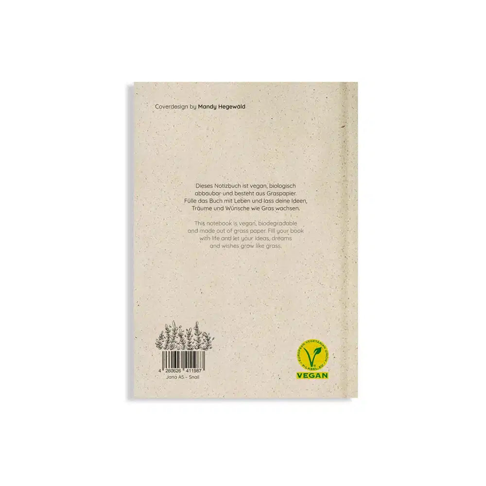 Vegan produziertes Notizbuch, Skizzenbuch, Tagebuch, Achtsamkeitstagebuch, Reisetagebuch, Dankbarkeitstagebuch, Bullet Journal, Planer, Terminplaner, Uni-Planer, Kalender, Wochenplaner, Rezeptbuch, Schreibheft oder Schreibblock A5 Jana aus Graspapier von matabooks