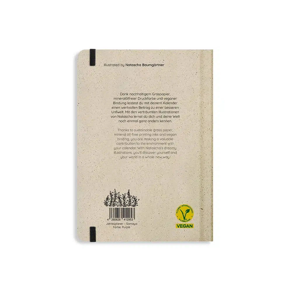 Vegan produzierter Jahresplaner, Jahreskalender, Kalender, Familienkalender, Notizbuch, Tagebuch, Terminplaner, Achtsamkeitstagebuch, Bullet Journal, Reisetagebuch, Dankbarkeitstagebuch, Hausaufgabenheft, Uni-Planer, Taschenkalender, Buchkalender, Business-Planer, Wochenplaner A5 aus Graspapier von matabooks