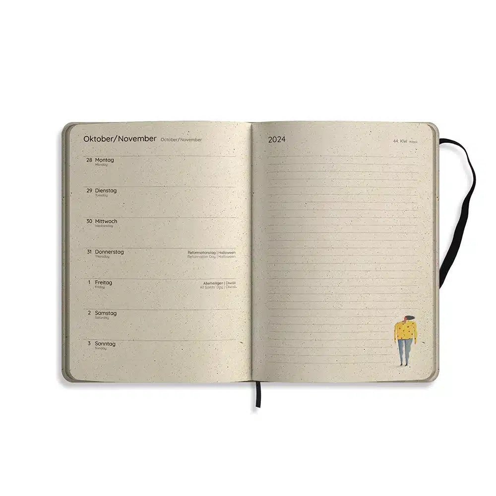 Vegan produzierter Jahresplaner, Jahreskalender, Kalender, Familienkalender, Notizbuch, Tagebuch, Terminplaner, Achtsamkeitstagebuch, Bullet Journal, Reisetagebuch, Dankbarkeitstagebuch, Hausaufgabenheft, Uni-Planer, Taschenkalender, Buchkalender, Business-Planer, Wochenplaner A5 aus Graspapier von matabooks