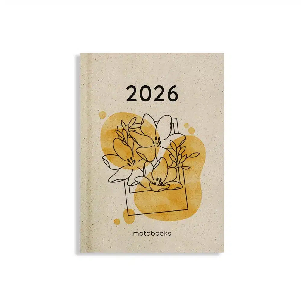 Vegan produzierter Jahresplaner, Jahreskalender, Kalender, Familienkalender, Notizbuch, Tagebuch, Terminplaner, Achtsamkeitstagebuch, Bullet Journal, Reisetagebuch, Dankbarkeitstagebuch, Hausaufgabenheft, Uni-Planer, Taschenkalender, Buchkalender, Business-Planer, Wochenplaner A6 aus Graspapier von matabooks