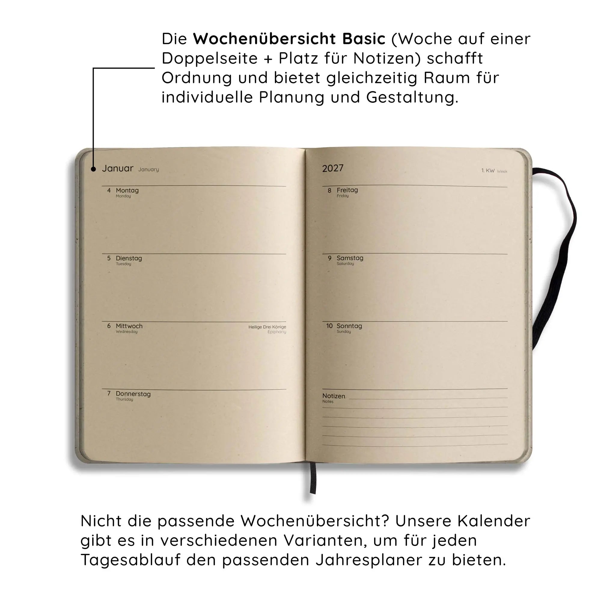 Vegan produzierter Jahresplaner, Jahreskalender, Kalender, Familienkalender, Notizbuch, Tagebuch, Terminplaner, Achtsamkeitstagebuch, Bullet Journal, Reisetagebuch, Dankbarkeitstagebuch, Hausaufgabenheft, Uni-Planer, Taschenkalender, Buchkalender, Business-Planer, Wochenplaner A5 aus Graspapier und Süßgraspapier von matabooks
