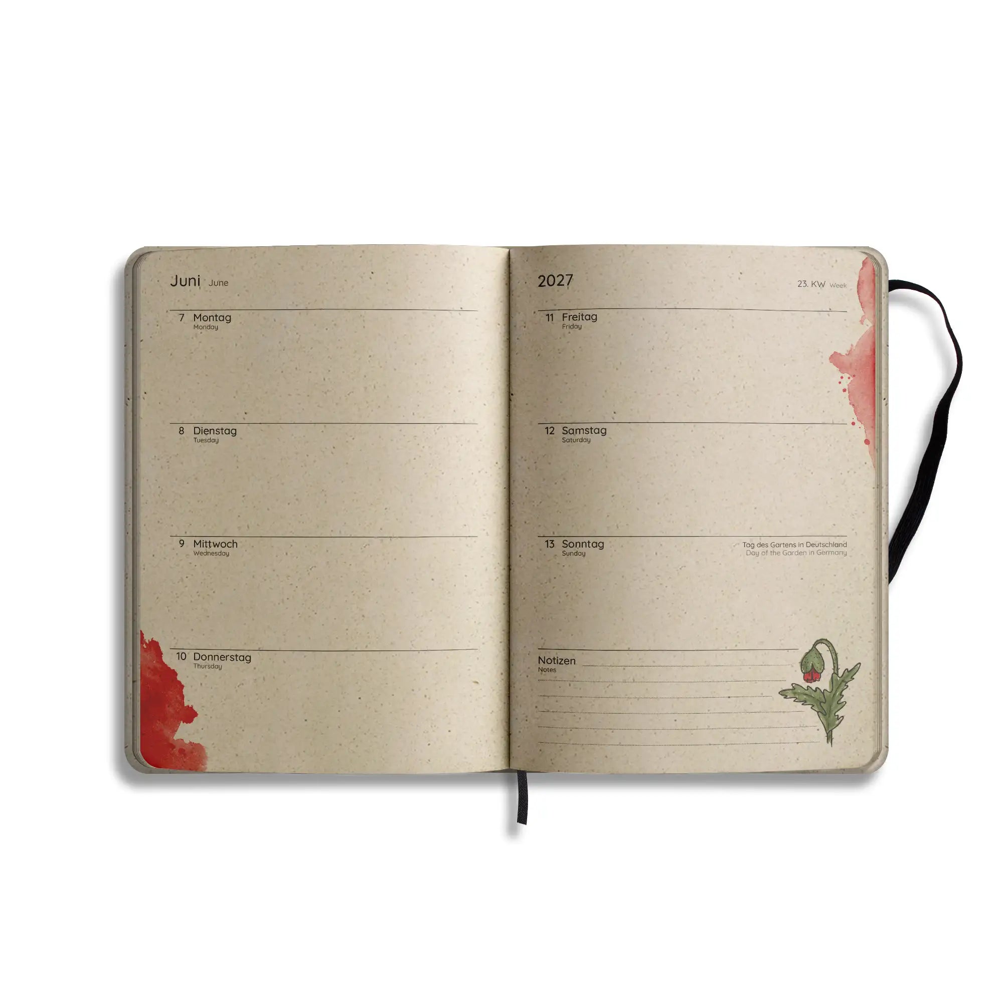 Vegan produzierter Jahresplaner, Jahreskalender, Kalender, Familienkalender, Notizbuch, Tagebuch, Terminplaner, Achtsamkeitstagebuch, Bullet Journal, Reisetagebuch, Dankbarkeitstagebuch, Hausaufgabenheft, Uni-Planer, Taschenkalender, Buchkalender, Business-Planer, Wochenplaner A5 aus Graspapier von matabooks