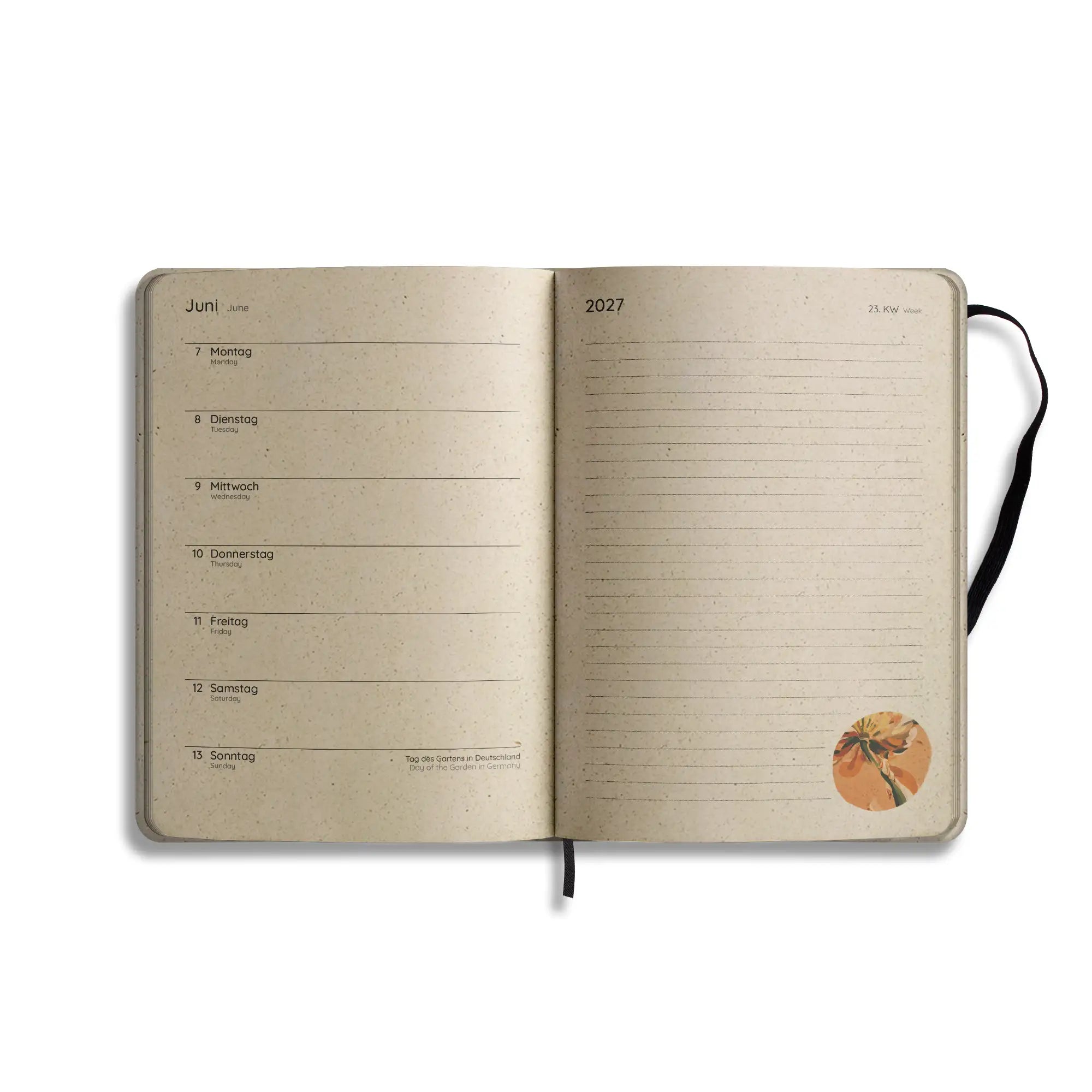 Vegan produzierter Jahresplaner, Jahreskalender, Kalender, Familienkalender, Notizbuch, Tagebuch, Terminplaner, Achtsamkeitstagebuch, Bullet Journal, Reisetagebuch, Dankbarkeitstagebuch, Hausaufgabenheft, Uni-Planer, Taschenkalender, Buchkalender, Business-Planer, Wochenplaner A5 aus Graspapier von matabooks