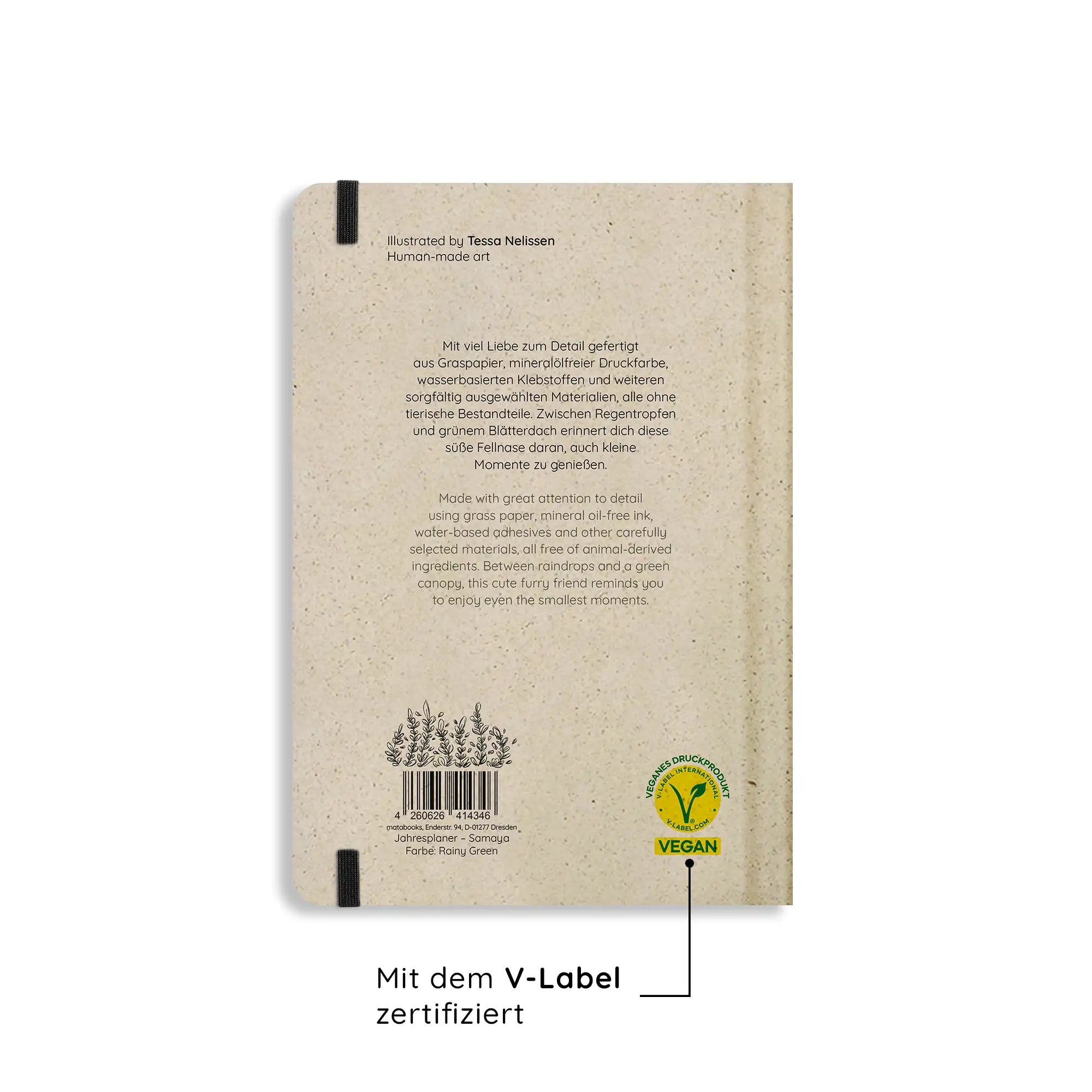 Vegan produzierter Jahresplaner, Jahreskalender, Kalender, Familienkalender, Notizbuch, Tagebuch, Terminplaner, Achtsamkeitstagebuch, Bullet Journal, Reisetagebuch, Dankbarkeitstagebuch, Hausaufgabenheft, Uni-Planer, Taschenkalender, Buchkalender, Business-Planer, Wochenplaner A5 aus Graspapier und Süßgraspapier von matabooks