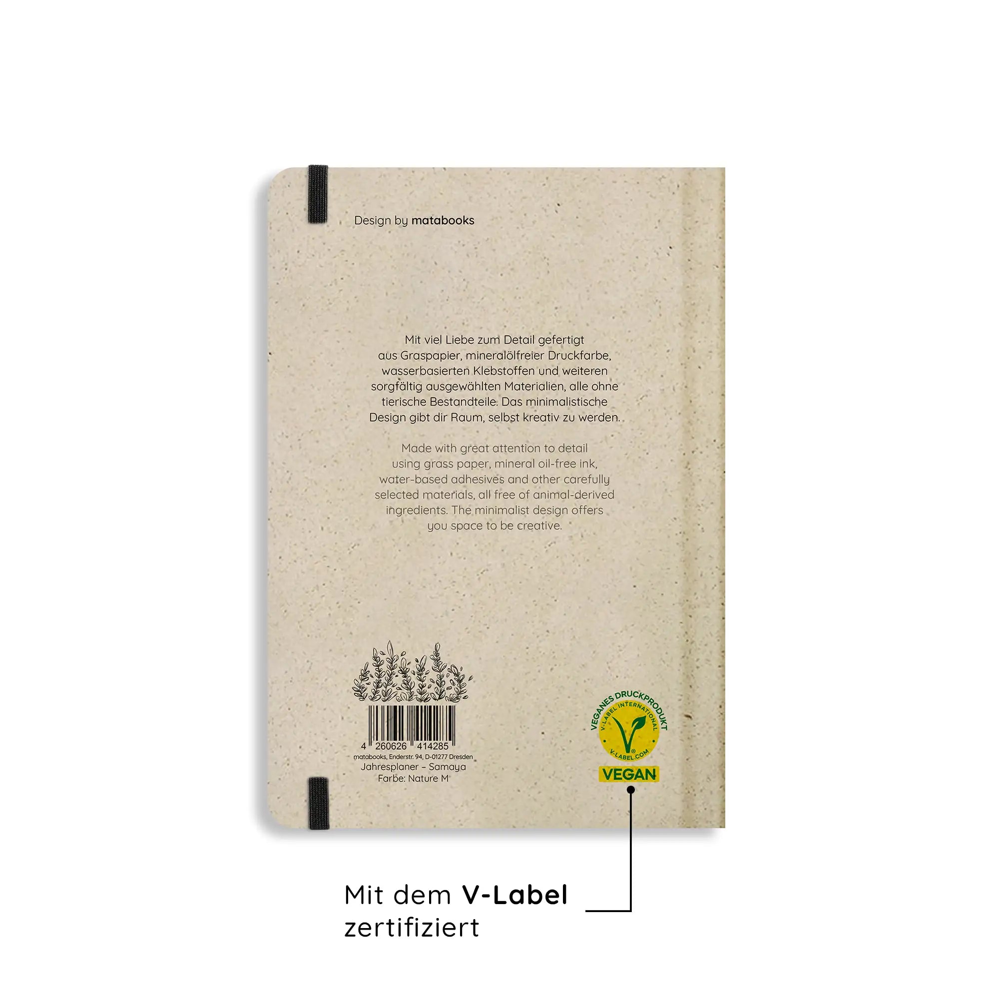 Vegan produzierter Jahresplaner, Jahreskalender, Kalender, Familienkalender, Notizbuch, Tagebuch, Terminplaner, Achtsamkeitstagebuch, Bullet Journal, Reisetagebuch, Dankbarkeitstagebuch, Hausaufgabenheft, Uni-Planer, Taschenkalender, Buchkalender, Business-Planer, Wochenplaner A5 aus Graspapier und Süßgraspapier von matabooks