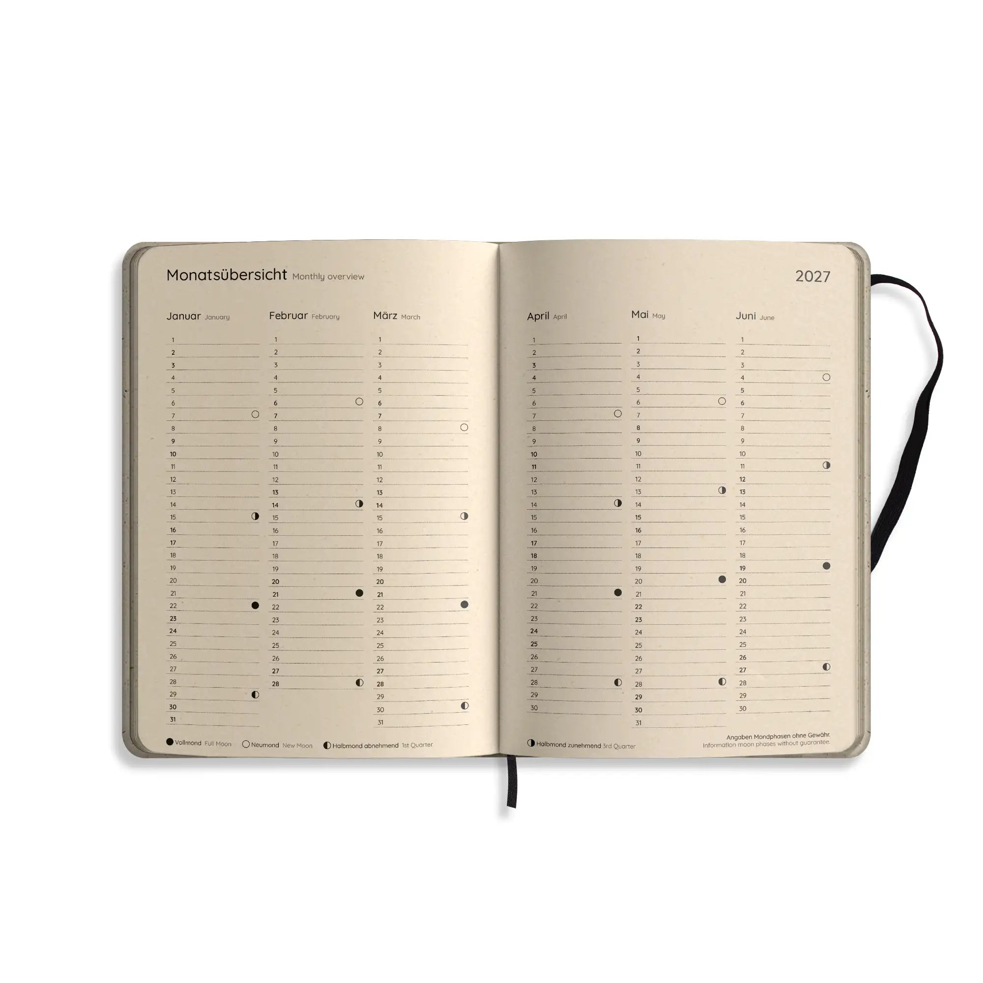 Vegan produzierter Jahresplaner, Jahreskalender, Kalender, Familienkalender, Notizbuch, Tagebuch, Terminplaner, Achtsamkeitstagebuch, Bullet Journal, Reisetagebuch, Dankbarkeitstagebuch, Hausaufgabenheft, Uni-Planer, Taschenkalender, Buchkalender, Business-Planer, Wochenplaner A5 aus Graspapier und Süßgraspapier von matabooks