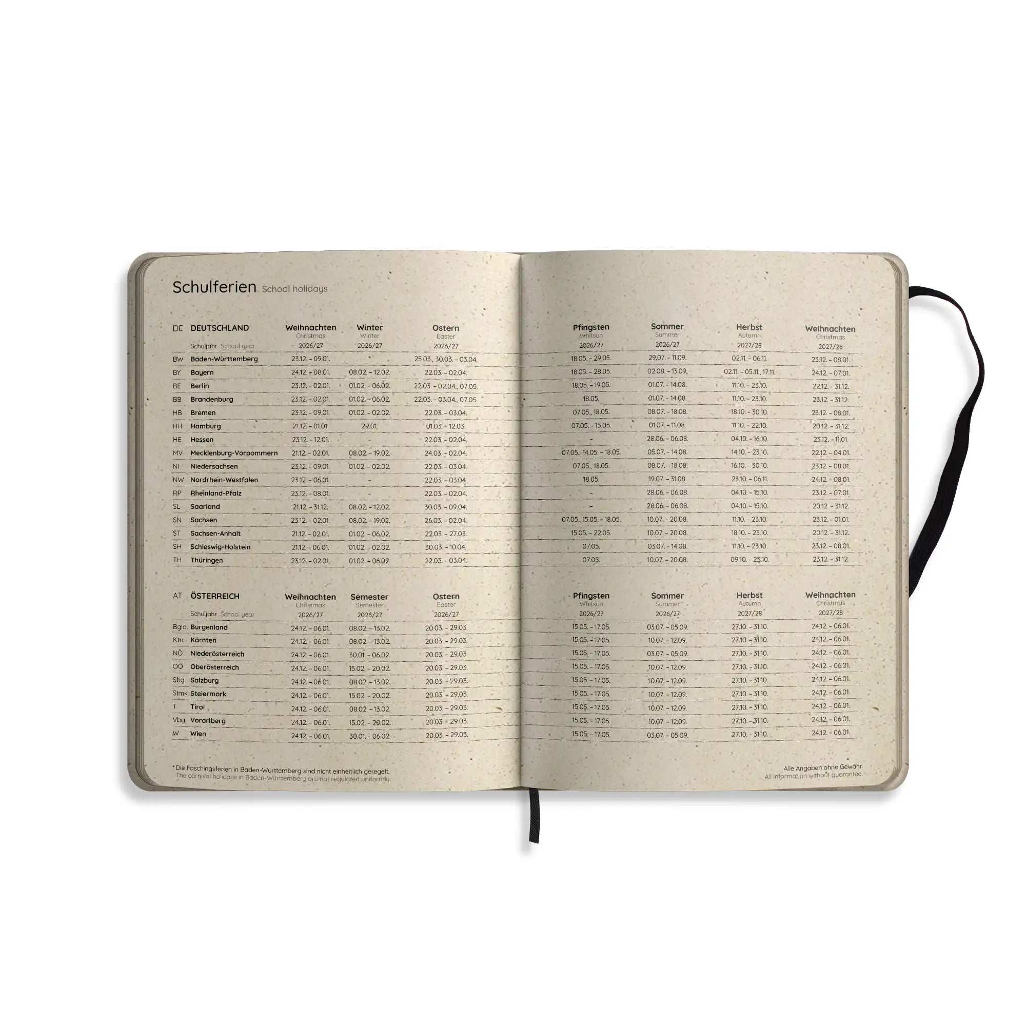 Vegan produzierter Jahresplaner, Jahreskalender, Kalender, Familienkalender, Notizbuch, Tagebuch, Terminplaner, Achtsamkeitstagebuch, Bullet Journal, Reisetagebuch, Dankbarkeitstagebuch, Hausaufgabenheft, Uni-Planer, Taschenkalender, Buchkalender, Business-Planer, Wochenplaner A5 aus Graspapier von matabooks