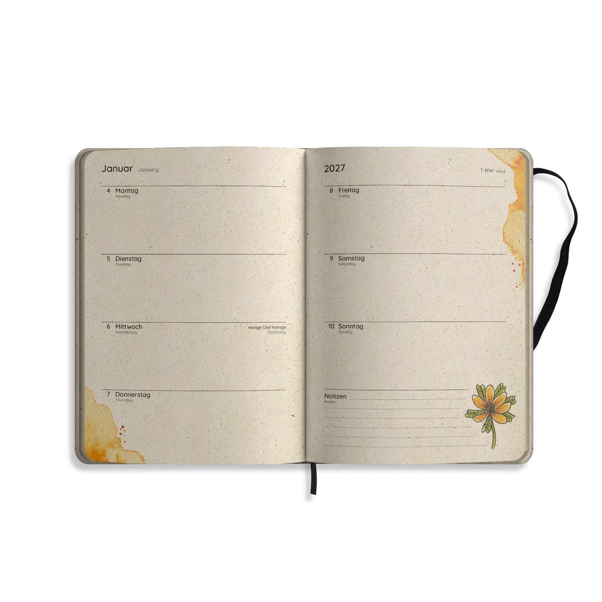 Vegan produzierter Jahresplaner, Jahreskalender, Kalender, Familienkalender, Notizbuch, Tagebuch, Terminplaner, Achtsamkeitstagebuch, Bullet Journal, Reisetagebuch, Dankbarkeitstagebuch, Hausaufgabenheft, Uni-Planer, Taschenkalender, Buchkalender, Business-Planer, Wochenplaner A5 aus Graspapier von matabooks