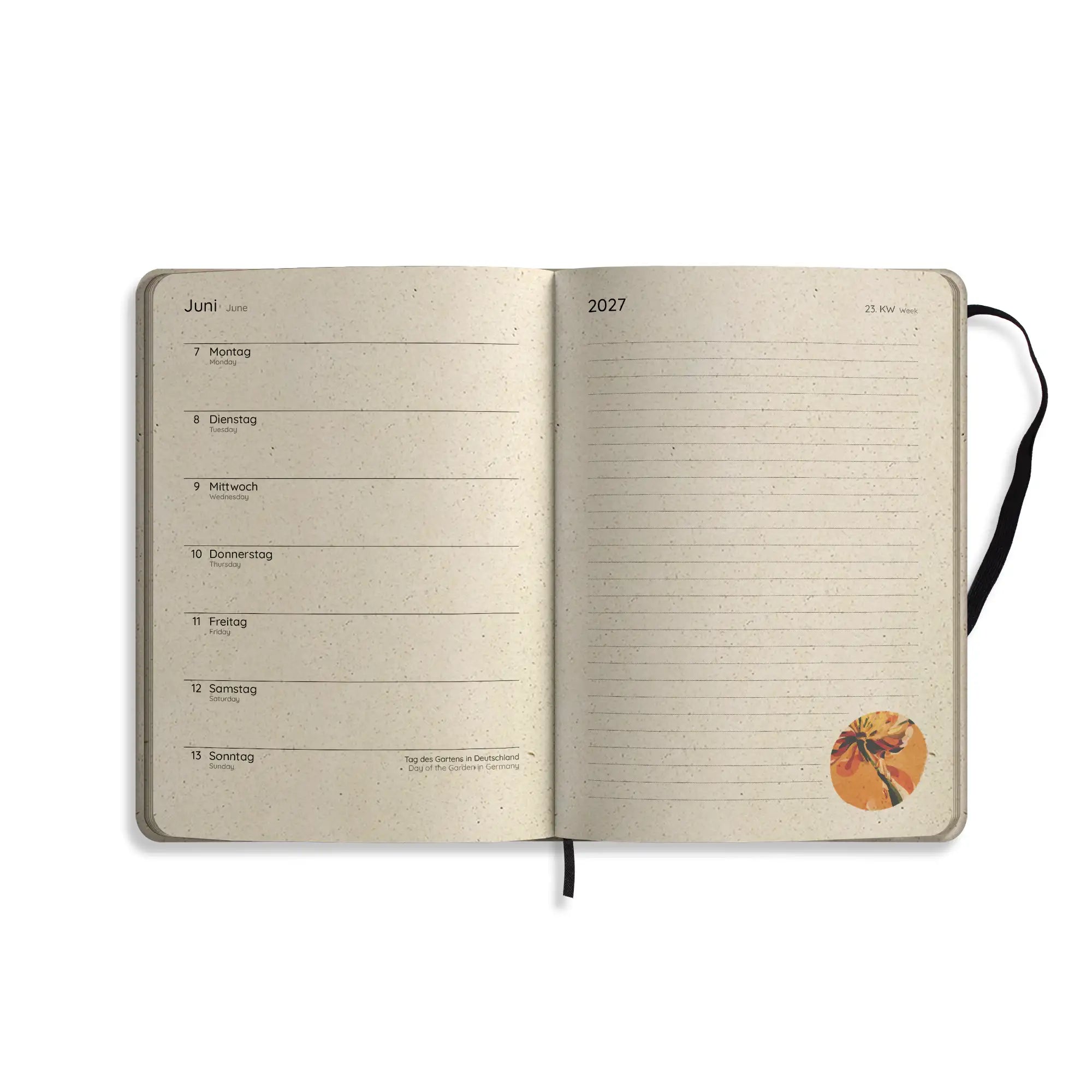 Vegan produzierter Jahresplaner, Jahreskalender, Kalender, Familienkalender, Notizbuch, Tagebuch, Terminplaner, Achtsamkeitstagebuch, Bullet Journal, Reisetagebuch, Dankbarkeitstagebuch, Hausaufgabenheft, Uni-Planer, Taschenkalender, Buchkalender, Business-Planer, Wochenplaner A5 aus Graspapier von matabooks