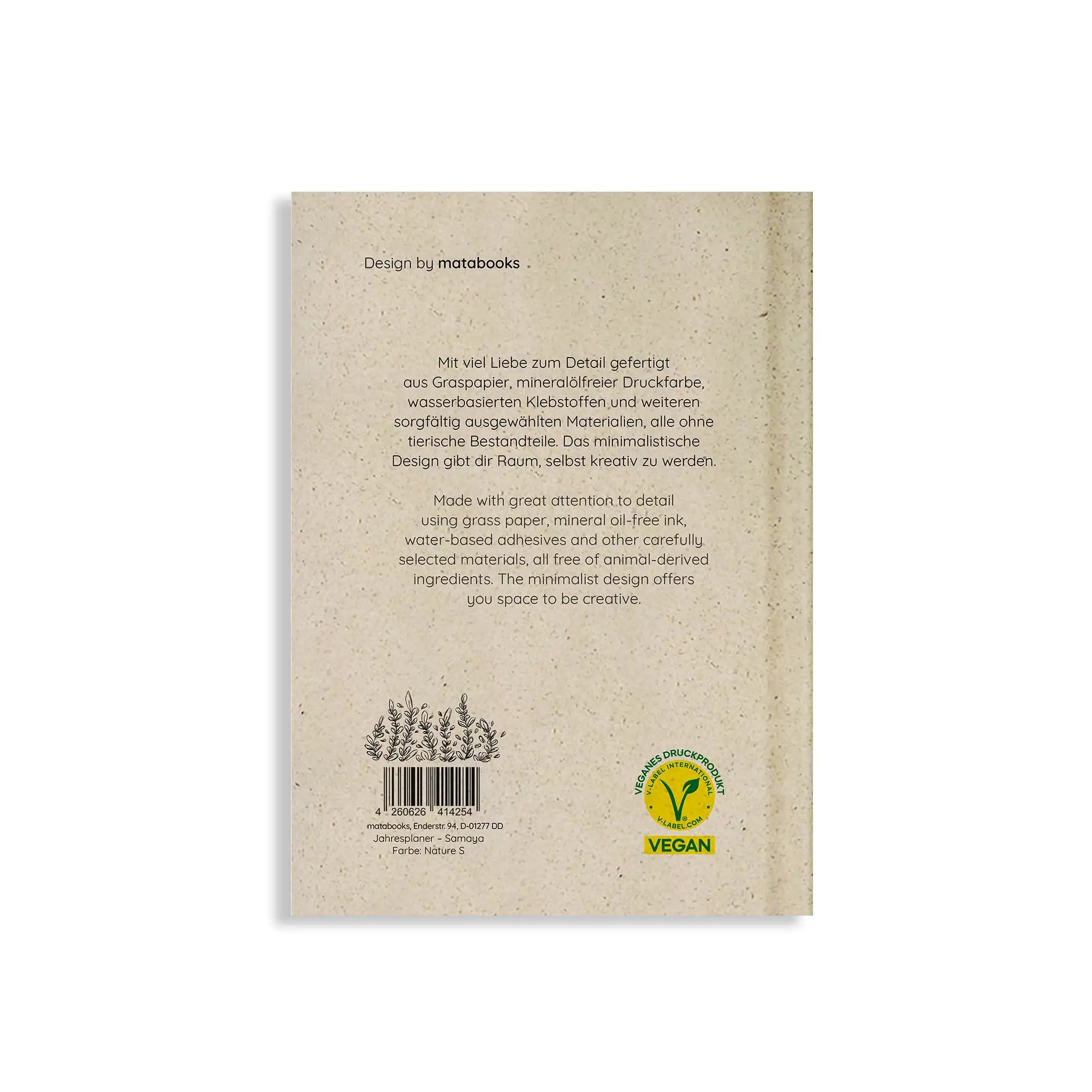 Vegan produzierter Jahresplaner, Jahreskalender, Kalender, Familienkalender, Notizbuch, Tagebuch, Terminplaner, Achtsamkeitstagebuch, Bullet Journal, Reisetagebuch, Dankbarkeitstagebuch, Hausaufgabenheft, Uni-Planer, Taschenkalender, Buchkalender, Business-Planer, Wochenplaner A6 aus Graspapier von matabooks