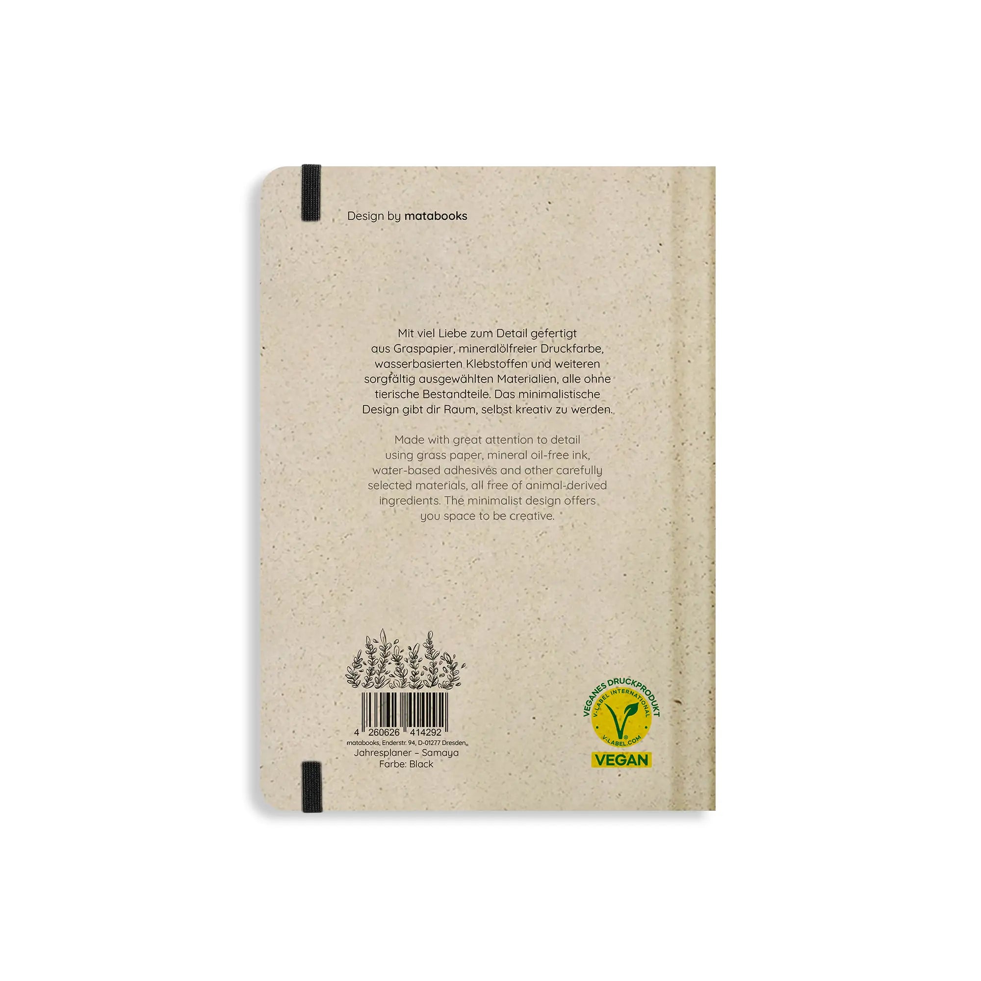 Vegan produzierter Jahresplaner, Jahreskalender, Kalender, Familienkalender, Notizbuch, Tagebuch, Terminplaner, Achtsamkeitstagebuch, Bullet Journal, Reisetagebuch, Dankbarkeitstagebuch, Hausaufgabenheft, Uni-Planer, Taschenkalender, Buchkalender, Business-Planer, Wochenplaner A5 aus Graspapier und Süßgraspapier von matabooks