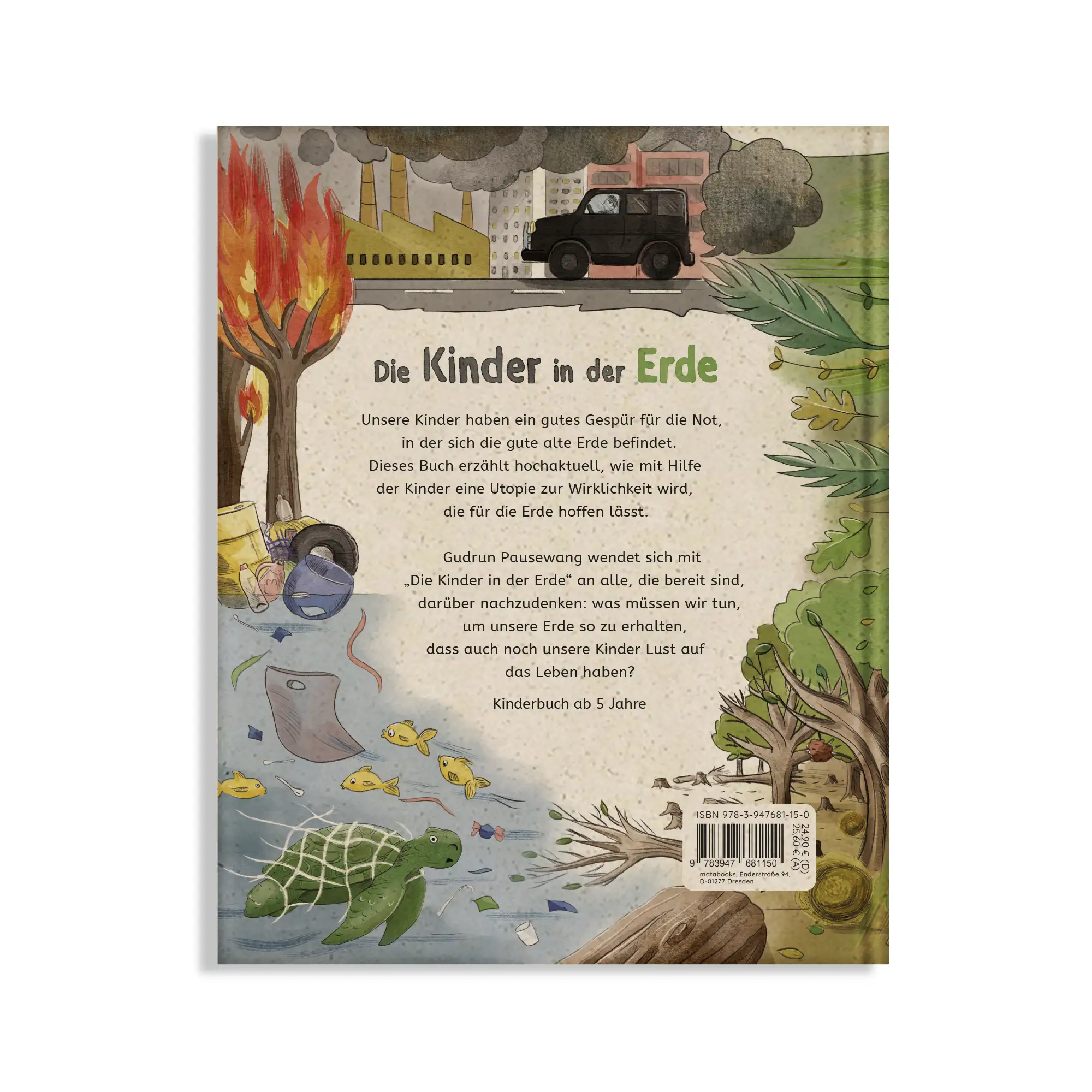 Vegan produziertes Kinderbuch, Vorlesebuch, Bilderbuch, Geschenk für Kinder, Buch zum gemeinsamen Lesen, für Zuhause, Kita, Kindergarten, Grundschule aus Graspapier und Süßgraspapier Format 215 x 265 x 10 mm von matabooks
