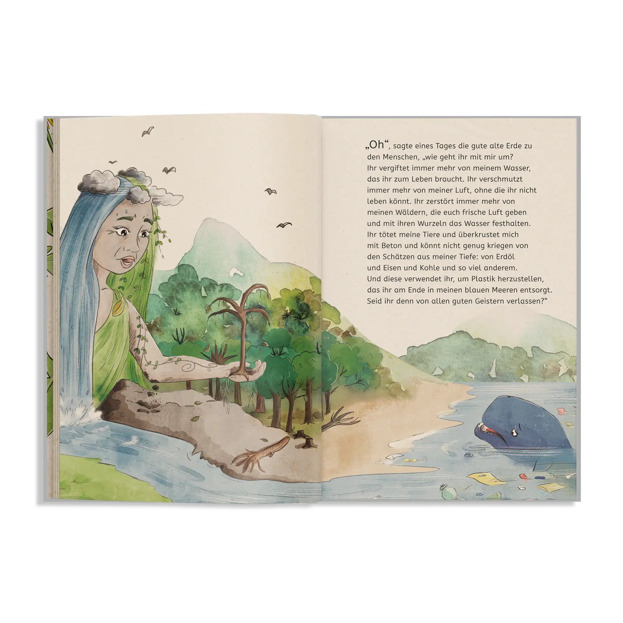 Vegan produziertes Kinderbuch, Vorlesebuch, Bilderbuch, Geschenk für Kinder, Buch zum gemeinsamen Lesen, für Zuhause, Kita, Kindergarten, Grundschule aus Graspapier und Süßgraspapier Format 215 x 265 x 10 mm von matabooks