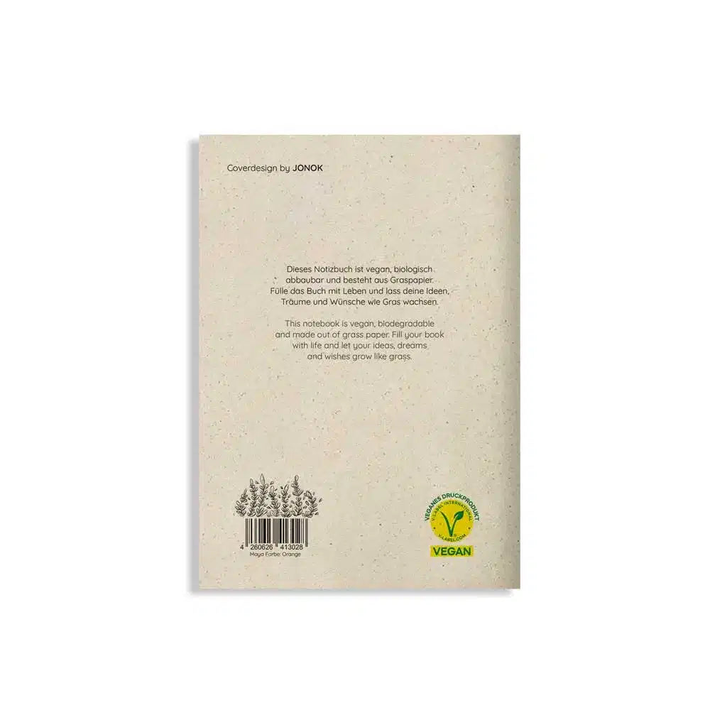 Vegan produziertes Notizbuch, Skizzenbuch, Tagebuch, Achtsamkeitstagebuch, Reisetagebuch, Dankbarkeitstagebuch, Bullet Journal, Rezeptbuch, Notizheft, Schreibheft oder Schreibblock A5 Maya aus Graspapier von matabooks