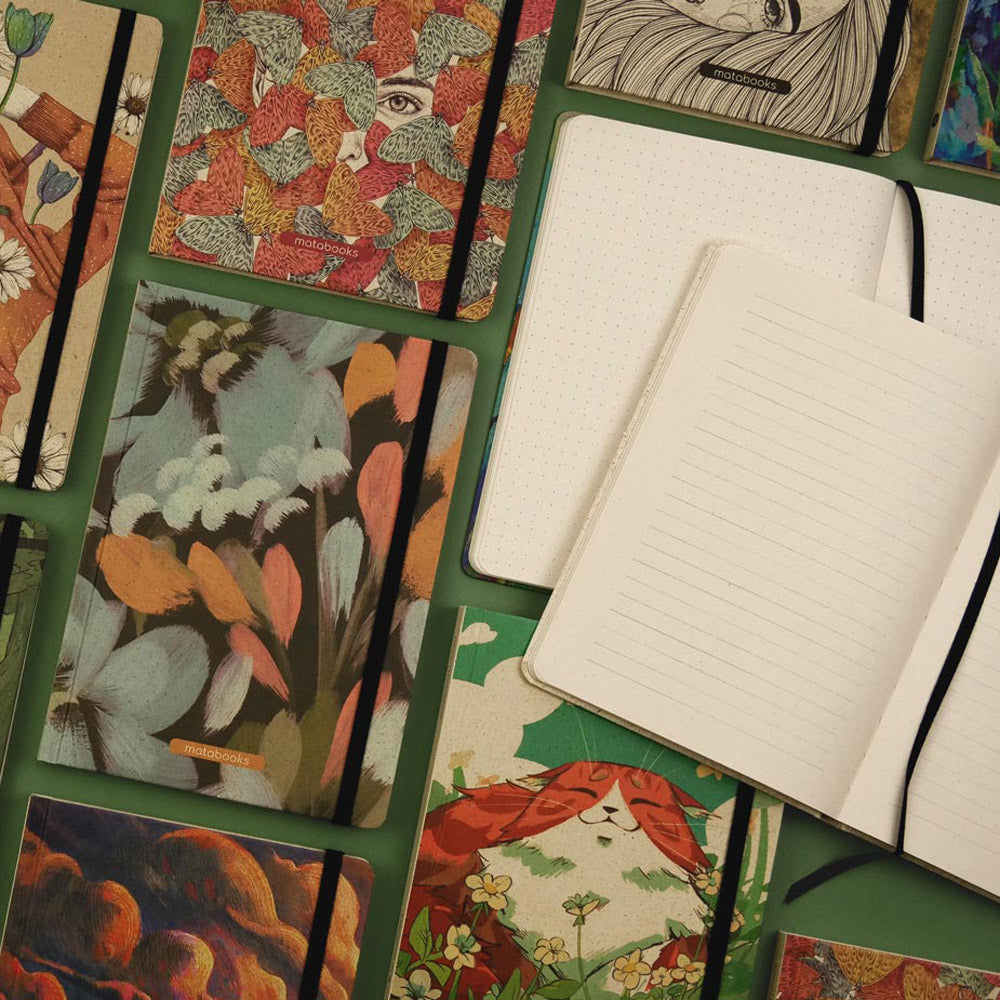 Vegan produziertes Notizbuch, Skizzenbuch, Tagebuch, Achtsamkeitstagebuch, Reisetagebuch, Dankbarkeitstagebuch, Bullet Journal, Planer, Terminplaner, Uni-Planer, Kalender, Wochenplaner, Rezeptbuch, Schreibheft oder Schreibblock A5 Nari aus Graspapier und Süßgraspapier von matabooks