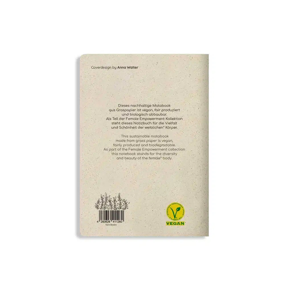 Vegan produziertes Notizbuch, Skizzenbuch, Tagebuch, Achtsamkeitstagebuch, Reisetagebuch, Dankbarkeitstagebuch, Bullet Journal, Rezeptbuch, Notizheft, Schreibheft oder Schreibblock A5 Tara aus Graspapier von matabooks