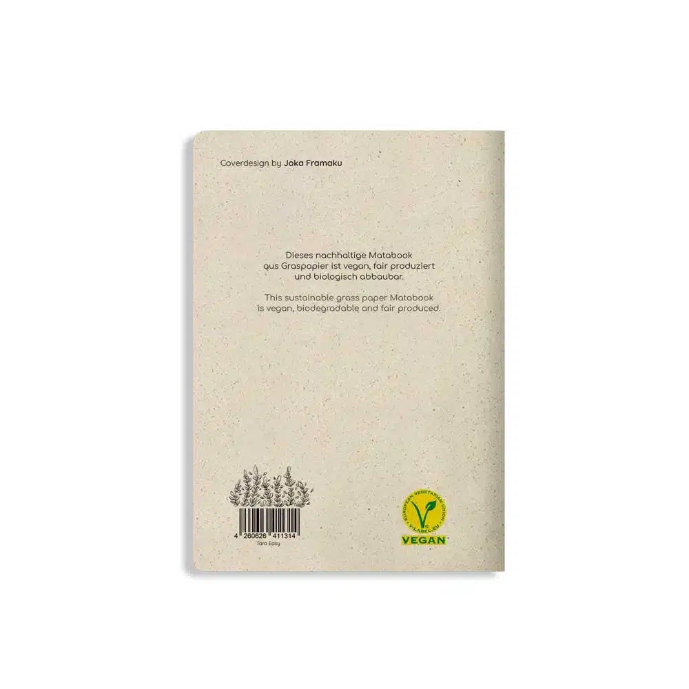 Vegan produziertes Notizbuch, Skizzenbuch, Tagebuch, Achtsamkeitstagebuch, Reisetagebuch, Dankbarkeitstagebuch, Bullet Journal, Rezeptbuch, Notizheft, Schreibheft oder Schreibblock A5 Tara aus Graspapier von matabooks
